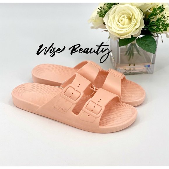 Freedom Moses Womens Two Band Slide Sandals Peach Baby Size 10-10.5 Shoe NWT! - Picture 6 of 10